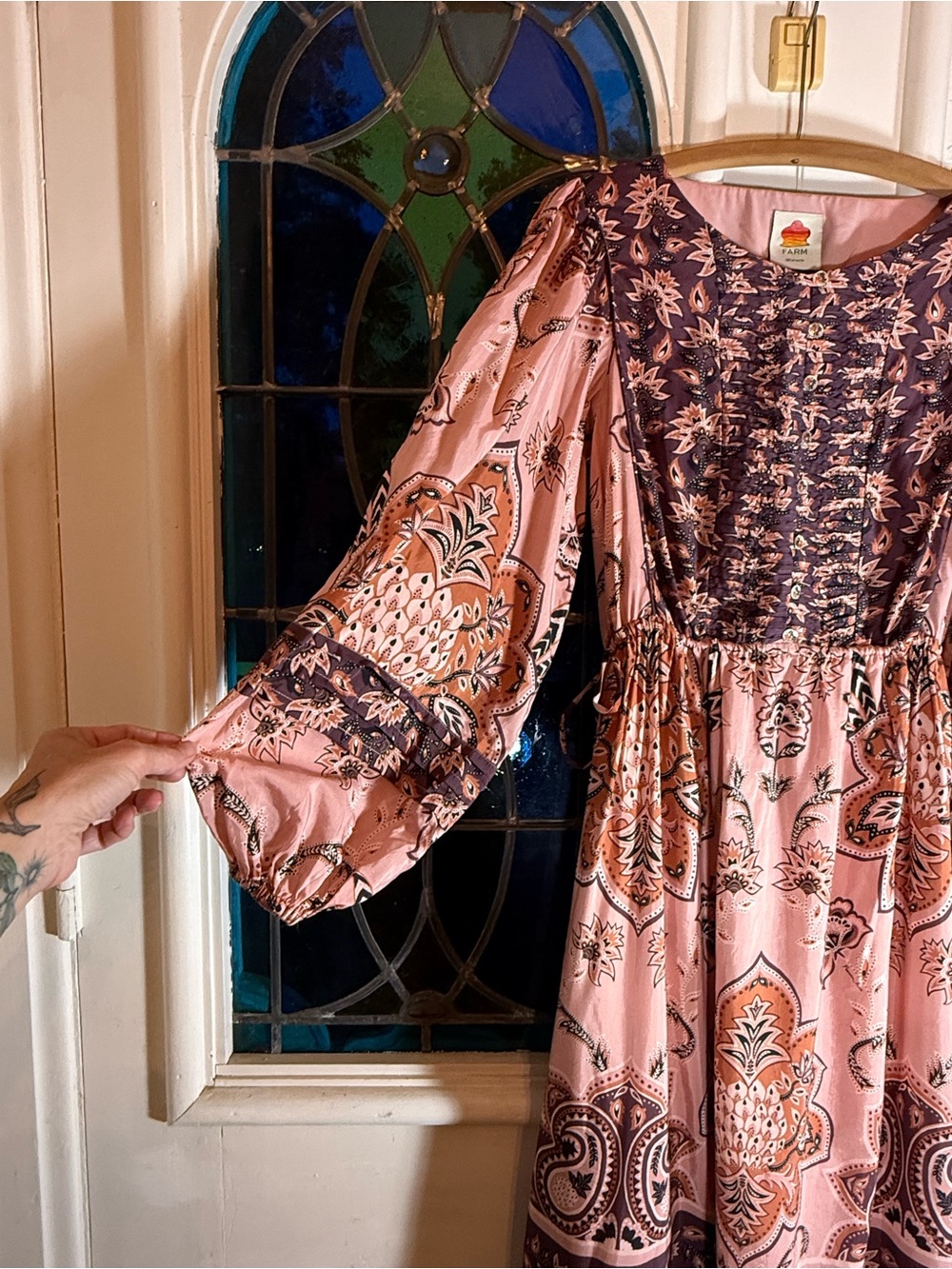 FARM Rio Glam Tapestry Burgundy Long Sleeve Maxi Dress (EU LG | US 12/14) - Picture 5 of 16